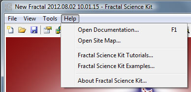 Fractal Science Kit - Fractal Window Help Menu